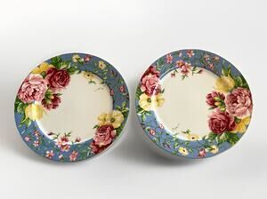 Waverly Garden Room Masterpiece Dinner Plate Set Of 2 Plates Blue Floral Vintage